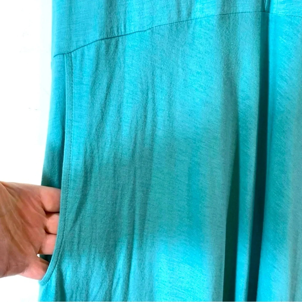 Peruvian Connection Hannah Maxi dress L sea foam green  cap sleeve semi fitted - Picture 3 of 10